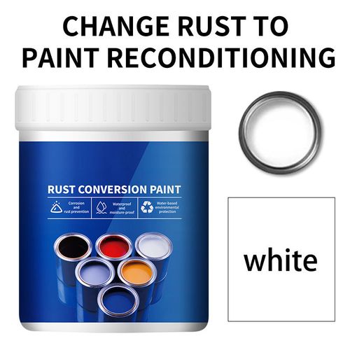 Weatherproof rust-converting paint for metal