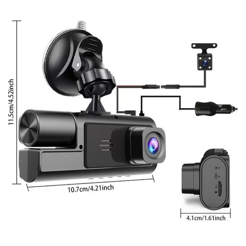 Dual camera driving recorder with infrared night vision ring recording and 2-inch IPS screen
