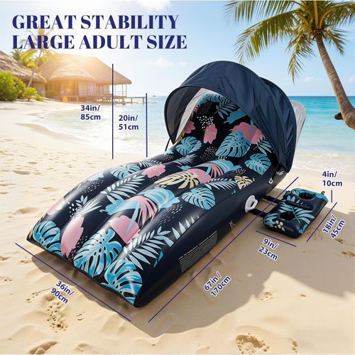 Inflatable bed with sunshade and backrest