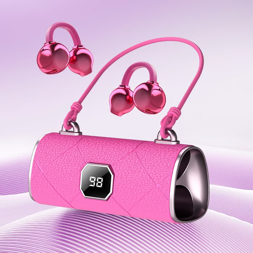 Fashionable Clip-On Wireless Headphones with Handbag‑Style Light‑Luxury Leather Texture