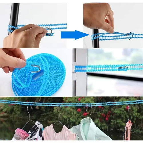 Portable Anti-Skid Windproof Clothesline Fence-Type Clothesline Drying Quilt Rope Clothesline Outdoor Travel Clothesline