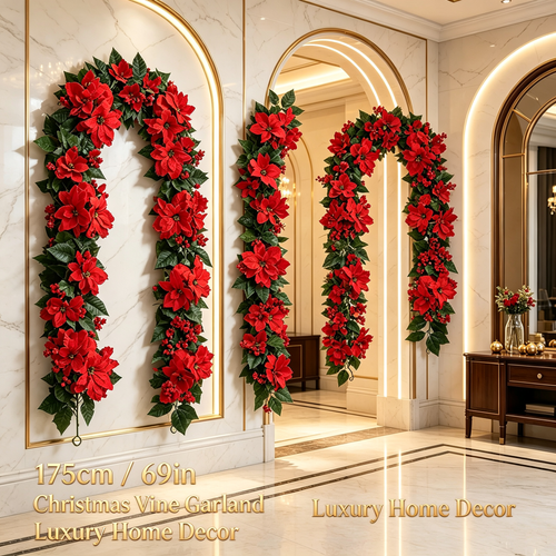 175 cm Christmas Red Fruit Green Leaf Vine Decoration