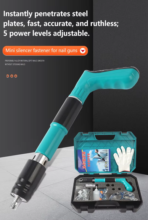 Manual steel nail gun (100-nail capacity), riveting tool, wall fastener, metalworking rivet gun, mini channel-mount nail gun for suspended ceilings.