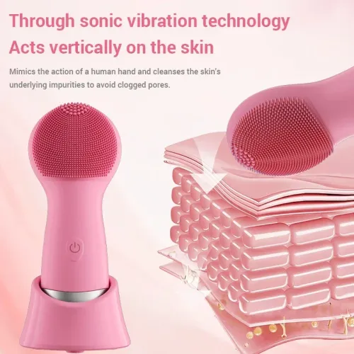 Facial Cleansing Brush, PRITECH Heatable Vibrating Face Scrubber with Massage, Silicone Face Scrubber for Women & Men, Electric Facial Cleanser for Deep Cleansing, Gentle Exfoliating minihygieneproducts