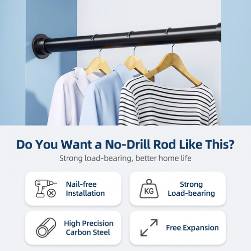 Adjustable Clothes DryingRod——Free Tension Pole Waterproof Flexible Clothes Rail Alloy Closet