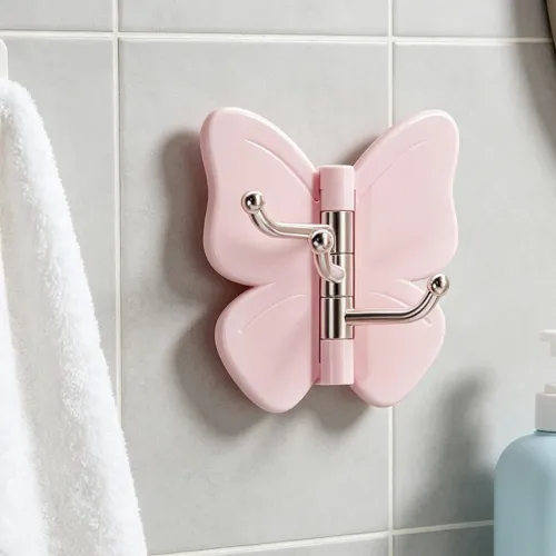 10pcs Butterfly Adhesive Hooks 3-Branch Rotating Adhesive Hat Hanger Towel Hook for Clothes Robes Towels Coats Hats Bags Keys Home