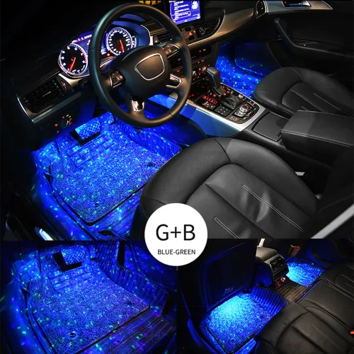 4x Car USB RGB Roof Ceiling Footwell Interior Atmosphere Neon Accent Lighting