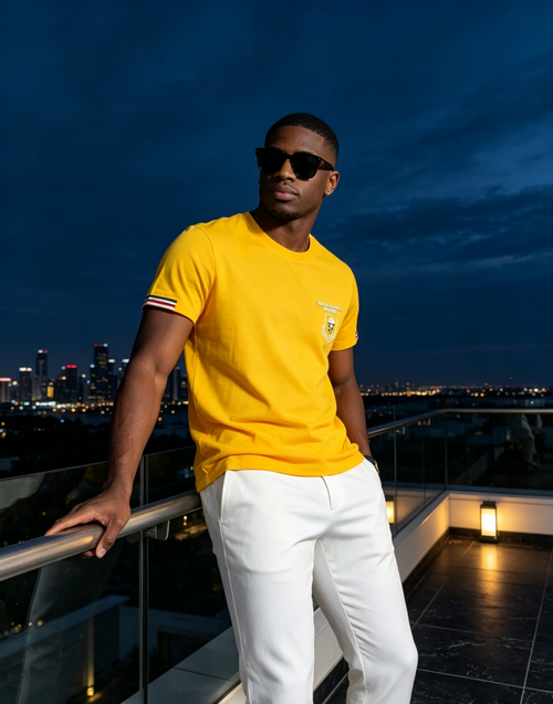 Men's Crew Neck Short‑Sleeve Chest Badge Graphic T‑Shirt