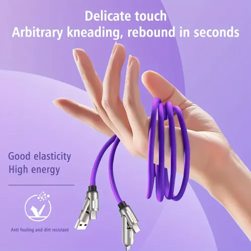 3 in 1 USBType C to Type C Cable counter Tangle RGB Luminous 120W Fast Charging Data Sync Cord Liquid Silicone Aluminum Alloy