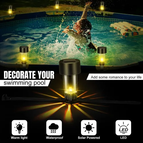 6Pcs Solar Led Pool Light Frame on The Ground for Swimming Pool Outdoor Pool Wall Fence Decorative Accessories Led Solar Lamp