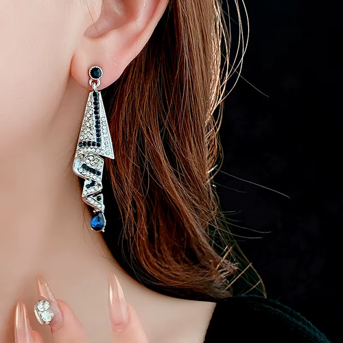 Teardrop Diamond-Accented Drop Earrings