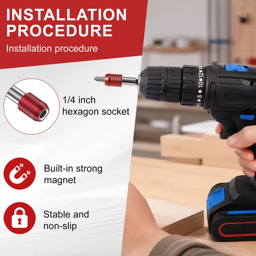 60-300mm hexagonal extension quick release self-locking connect rod red screwdriver head extension rod power tool accessory