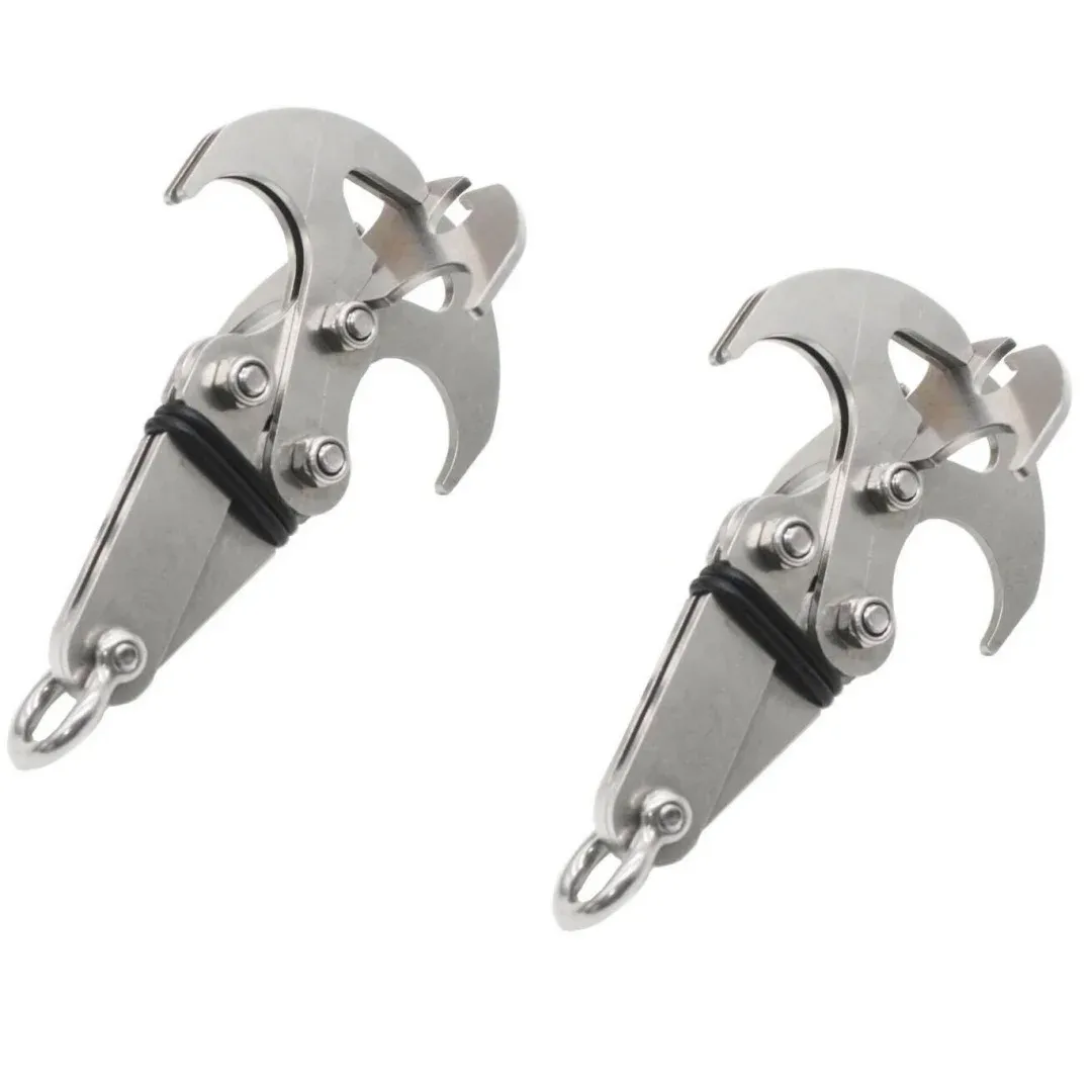 2Pcs Stainless Steel Outdoor Climbing Hook - Durable & Deployment, Gravity Hook & Emergency Tool for Hiking