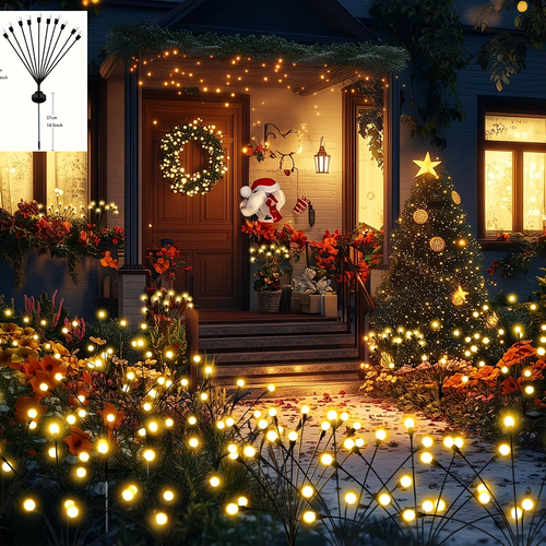 3PCS Solar Garden Lights Solar Firefly Swaying Decorative Light for Yard Pathway Christmas Halloween Decoration Ambient Lighting