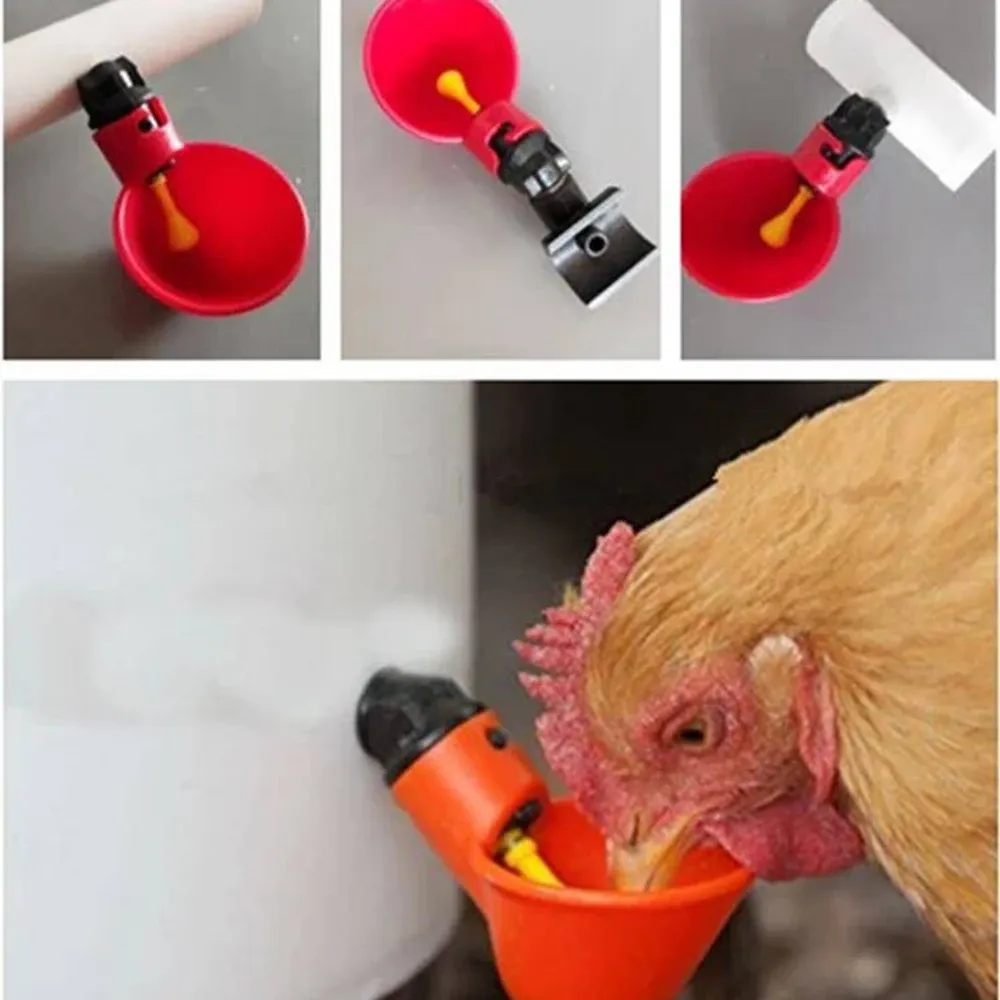 12-24 PCS Automatic Chicken Waterer Cups, (Bucket not included)Universal Tee Fittings Poultry Feeder Cups Suitable for Chicken, Duck, Goose, Turkey