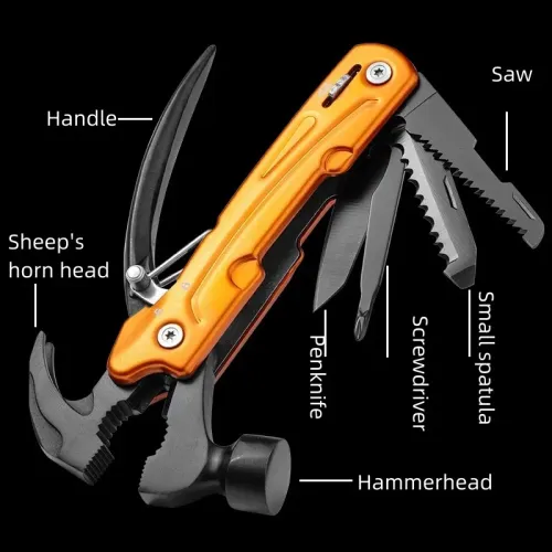 2026 New Multi-Tool Hammer, 7-in-1 Stainless Steel Multi-Tool, , Foldable Heavy Duty Multi-Tool Set with Cutter tools