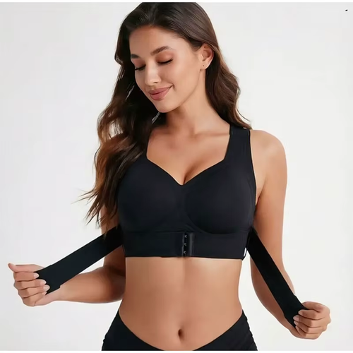 Women Posture Corrector Bra（Front Closure Wireless Support Bra with Cross-Back Design and Push Up Fit）