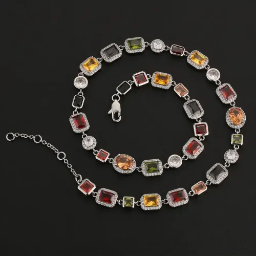 10MM Colourful Zirconia Necklace Iced Out Gemstone  Hip Hop Jewelry Ideal Choice for Father's Day Gifts