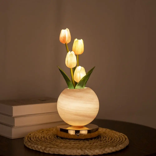 USB Rechargeable Tulip LED Night Light Touch Dimmable LED Light Source USB Rechargeable Desk Lamp Artificial Flower Design 1 sold