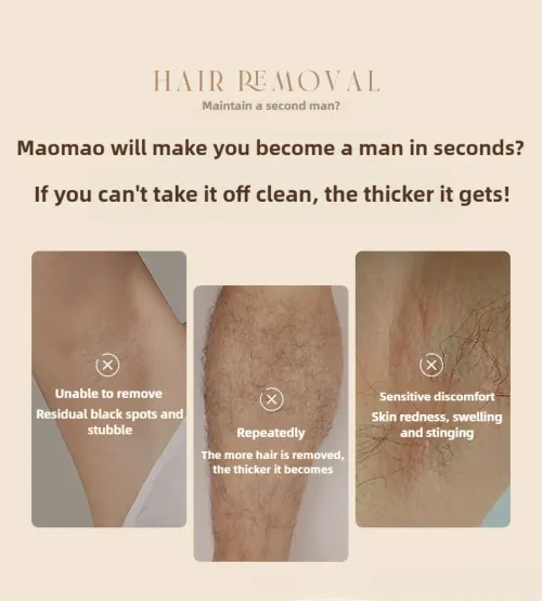 Delicate hair removal cream, mild and non-irritating, protects the skin, inhibits hair growth, and removes hair easily