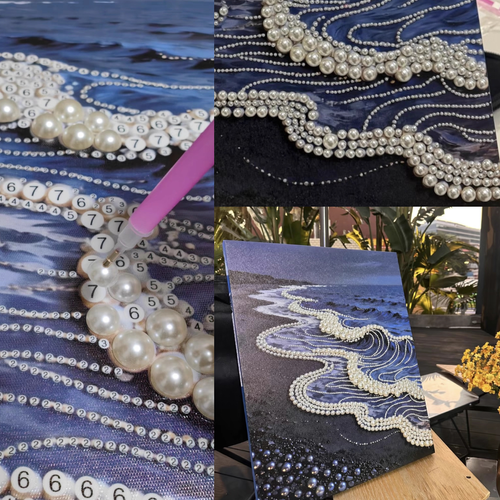 (40x50 cm) DIY Pearl Photo Frame Beach Handmade Pearl Material Art Kit