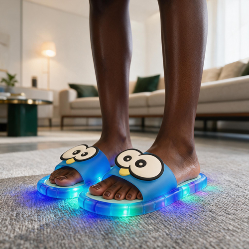 Fun LED-lit slippers (sandals with non-slip transparent soles)
