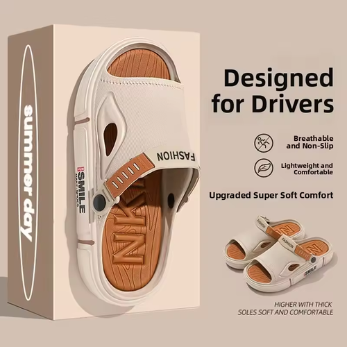 Ultra-Light Anti-Slip Men's Sandals Thick Beach Slippers Driving Two-Way Wear Shoes Comfortable Casual Sports Sandals