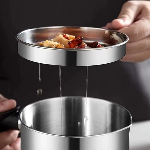 Stainless Steel Oil Filter Cup Kitchen Oil Storage Bottle Leak Proof with Removable Strainer for Storing Frying Oil Kitchenware
