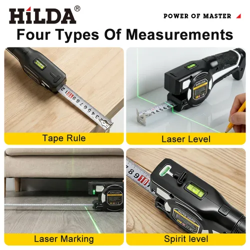 2-in-1 Digital Laser Tape Measure Cross Line Laser Level Projector Auto Lock Tape Ruler Measuring Tool for Home