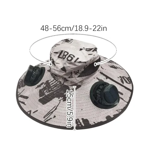 Wide Brim Sun Hat With Solar Fan Sun Bucket Fishing Hats With 2 Solar Fan Breathable Sunhat Support USB Charging For Cycling