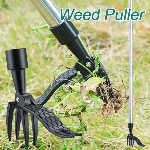 Heavy-Duty Stand Up Weed Puller Tool,4-Claw Upright Weeder, Portable Tool for Lawn,Durable,Lightweight