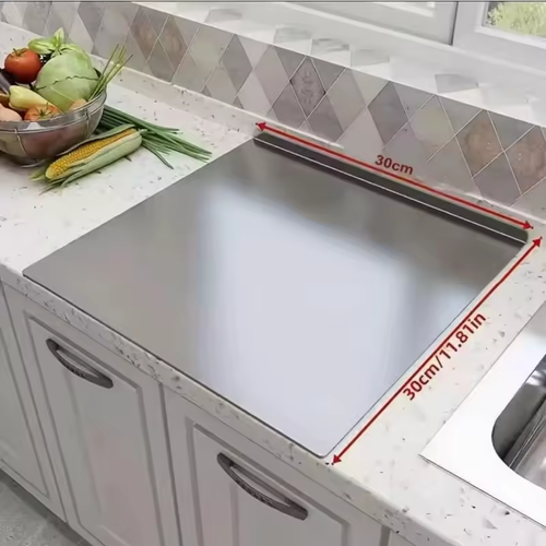 L-shaped Chopping Board Stainless Steel Large Size Doublesided Chopping Board Kitchen Tool Home Fruit Cutting And Kneading Panel