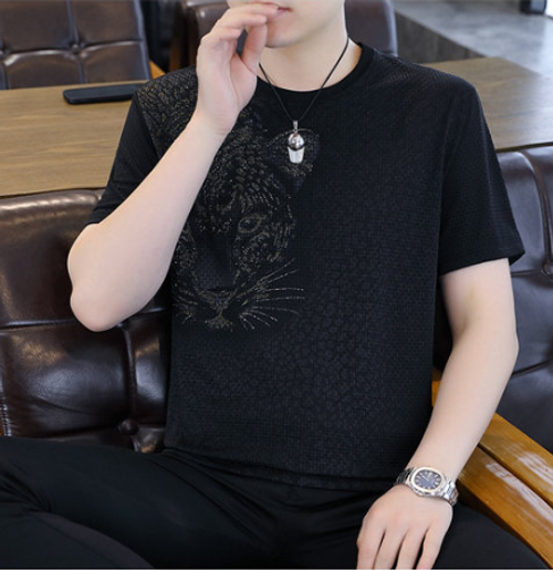 Men's New Summer Lightweight Short-Sleeve T-Shirt – Leopard Print Ice Silk