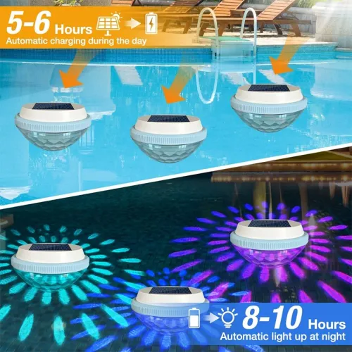 Solar Floating Pool Lighting, RGB Colour Changing Waterproof Pond Lights for Decoration of Swimming Pools, Yard Roads