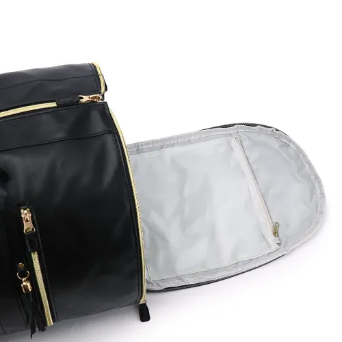 Foldable  Travel Bag Large PU Leather Duffel Carry On Business Clothing Bag