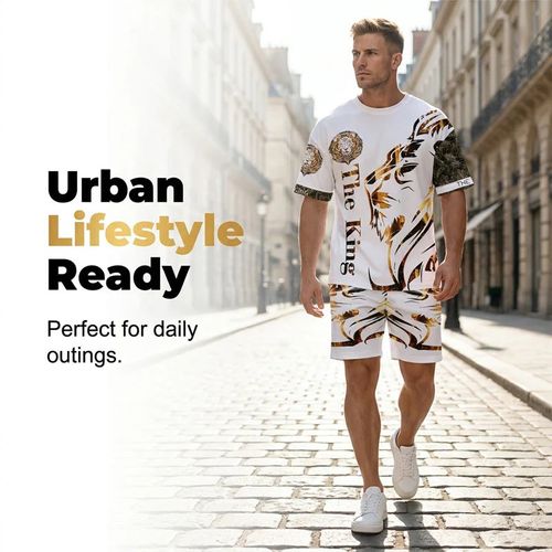 LIMITED-TIME 50% OFF!   Men's Lion Graphic Set – Bold, Breathable, Urban Cool（A set）
