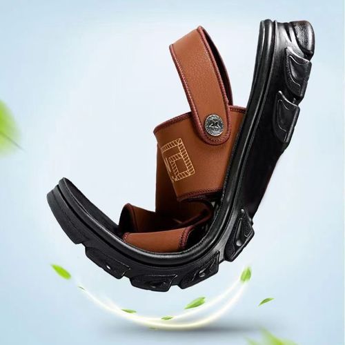 Men's Sandals Summer New Driving Anti-slip Two-use Slippers Outdoor Large Size Beach Shoes Leather Upgraded Version Casual Style