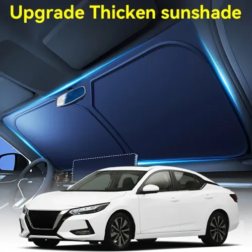 Portable car sunshade, upgraded thick sunshade, single piece car windshield sunshade, easy to install and foldable storage