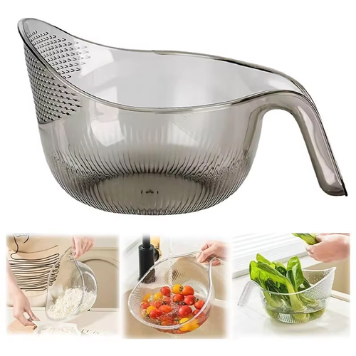 A multi-functional rice-washing bowl and draining scoop
