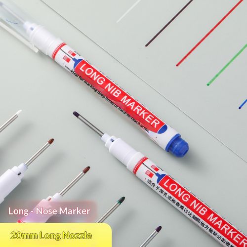 10PCS 20mm Long-Tip Marker for Tiles and Flooring – Oil-Based, Waterproof, Smudge-Resistant, Suitable for Deep-Hole Marking