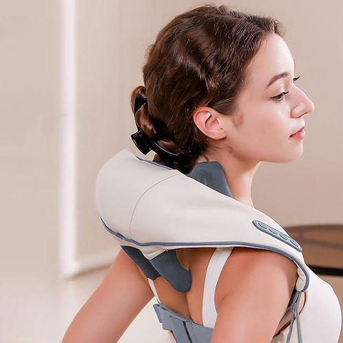 Portable wireless finger massage electric neck pillow massager for home and car use, soothing heat 2-in-1 shoulder massager