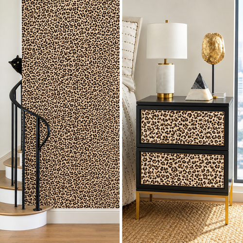 44×300cm Leopard Print Self-adhesive Wallpaper Contact Paper for Living Room Bedroom TV Background Wall PVC Home Decoration