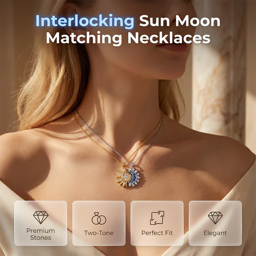 Magnetic Sun & Moon Necklaces – Sparkling CZ & Vintage Design, Perfect Gift for Couples or Besties!