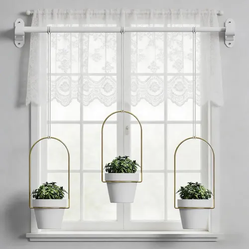 Multi-planter Hanging System Hanging Flower Pot Adjustable Hanging Plant Pot Set with Metal Rod