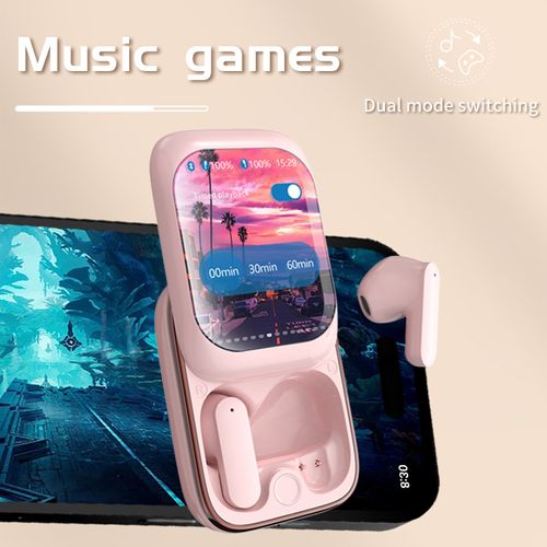 Innovative LCD touch screen dual microphone earphones that can reduce noise, waterproof wireless earphones