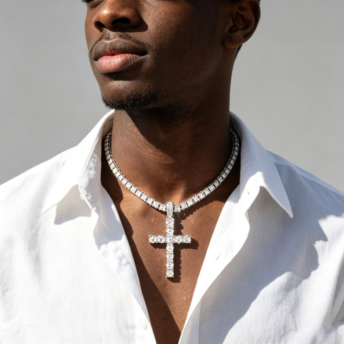 Water Diamond Cross Pendant+20 inch Tennis Chain