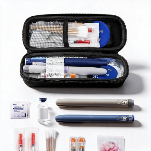 Insulin Cooler Travel Case with Temperature Display-The images show temperatures in Fahrenheit, but the actual product displays temperature in Celsius.