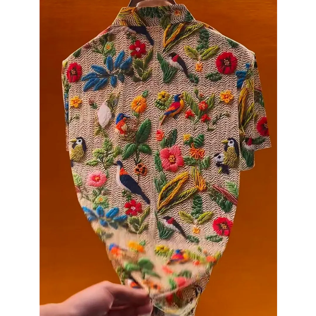 Men's Floral Ice Silk Shirt