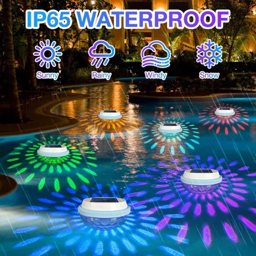 Solar Floating Pool Lighting, RGB Colour Changing Waterproof Pond Lights for Decoration of Swimming Pools, Yard Roads