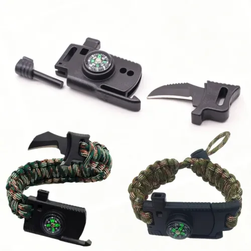 2026 New Outdoor Survival Tool Kit, Multi-Function Survival Paracord Bracelet Components with Fire Steel, Compass, Whistle